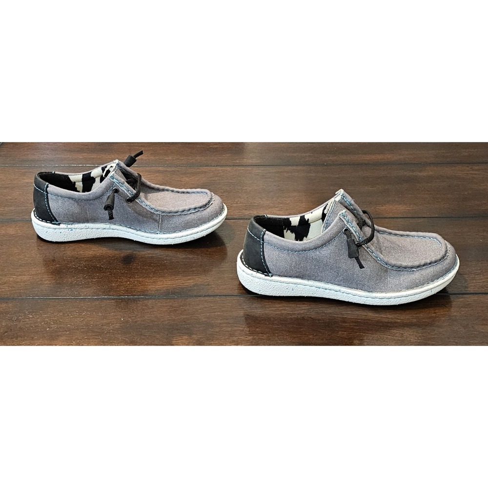 Justin Women's Hazer Round Mocc Toe Textile Slip-On Shoes Loafers Size 6M Gray